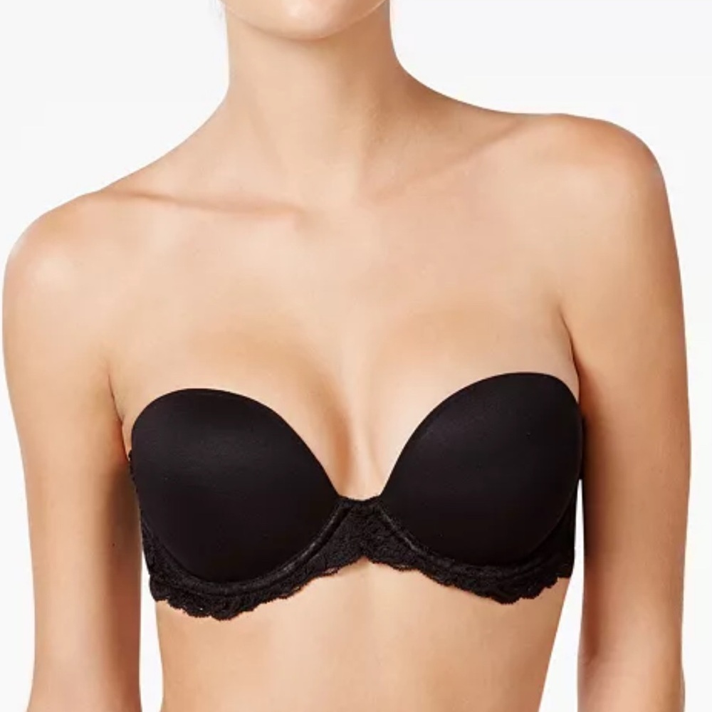 Natori Feathers Strapless Plunge Multiway Bra 731023 Black Size 34D NO STRAPS